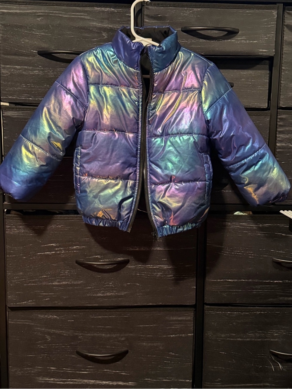 SHEIN Iridescent Purple-Blue Kids Puffer Jacket